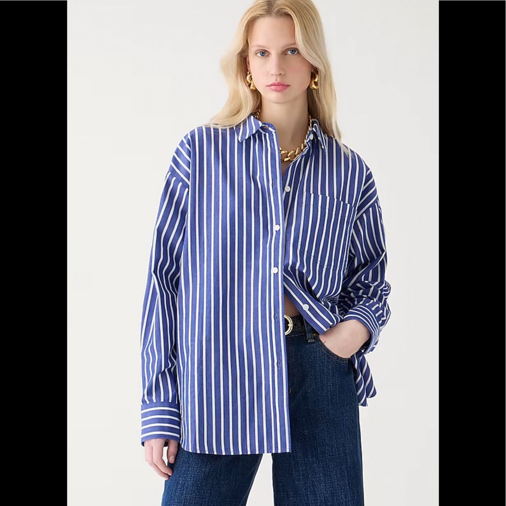 NWT J.Crew Étienne Oversized Shirt in Striped Lightweight Oxford